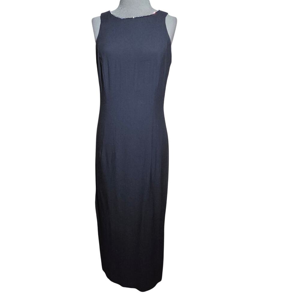 Black Embellished Neckline Sleeveless Bodycon Dress Size 6
